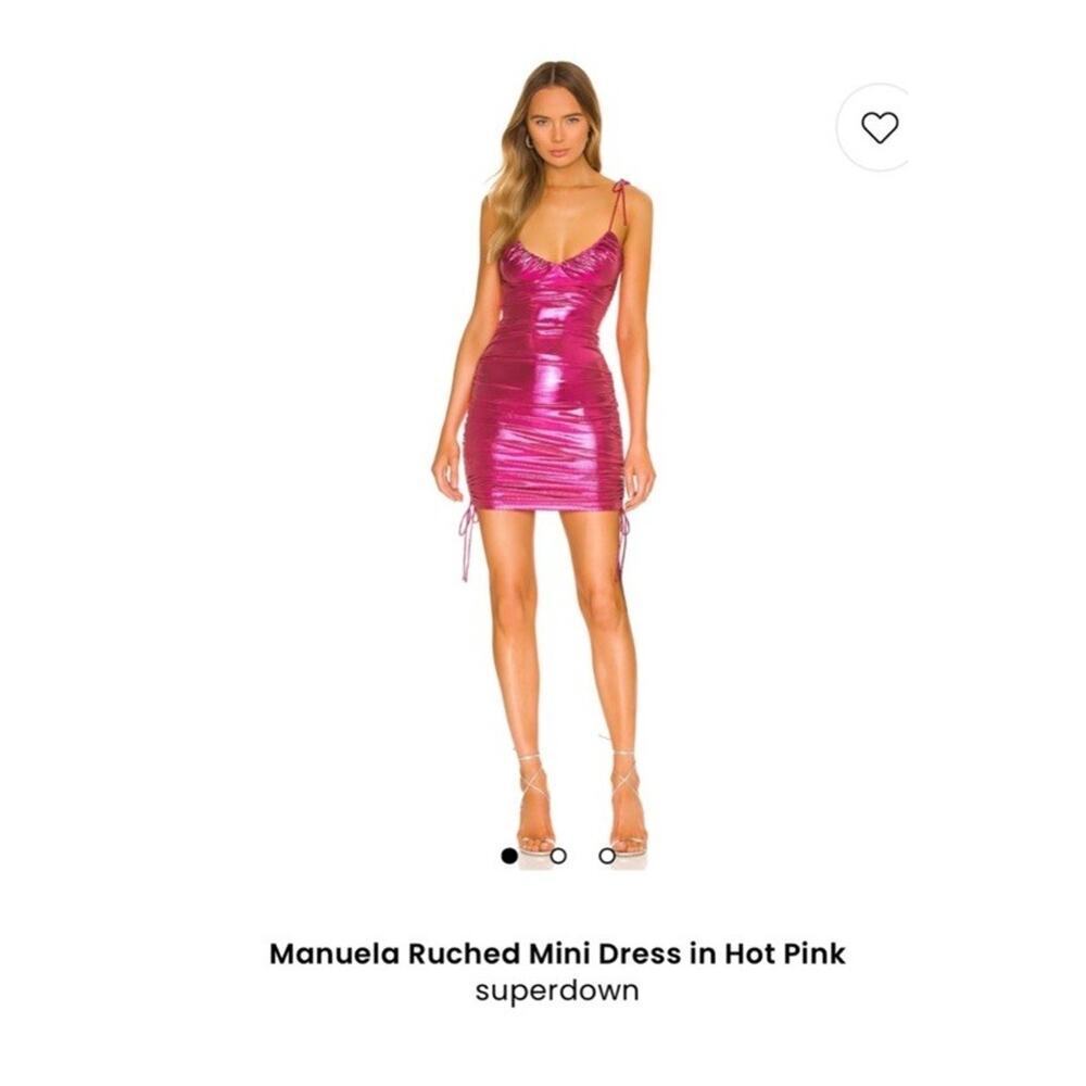 Superdown Manuela Ruched Mini Dress in Hot Pink Medium